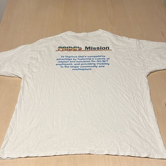 Vintage Y2K Dell Pride T-Shirt Graphic Tee Logo US Pride Colorful Mens - Picture 4 of 5
